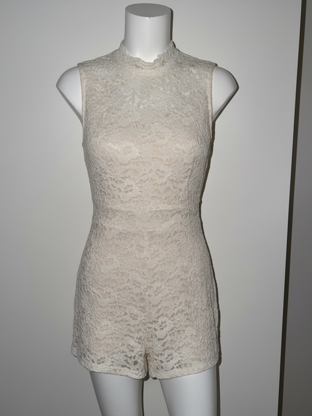 Charlotte Russe Cream Lace Sleeveless Romper